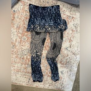 Made in Thailand, casual Boho blue patterned rayon pants with pockets